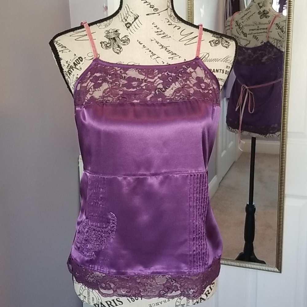 Purple satin camisole